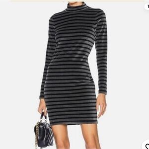 T by Alexander Wang Black and Gray Mock Neck Bodycon Dress